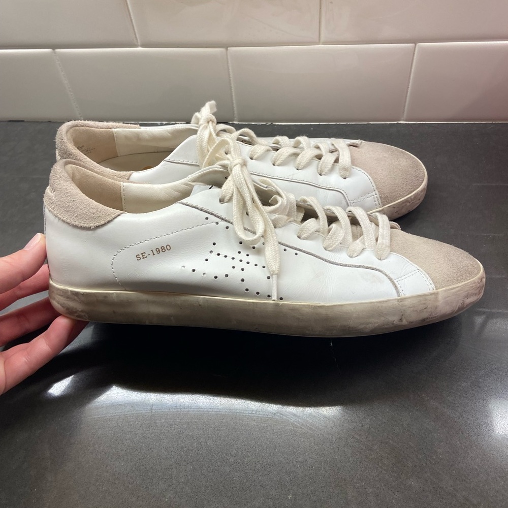 Sam Edelman white and beige sneakers